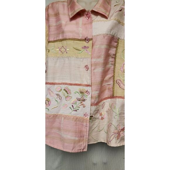 Indigo Moon Embroidery Tunic Top Sequin Beaded & Metallic Accents BOHO CHIC XL - Picture 4 of 7